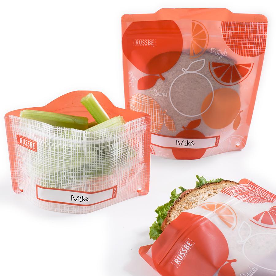 Fruit Reusable Snack and Sandwich Bags, Set of 4, Oranges