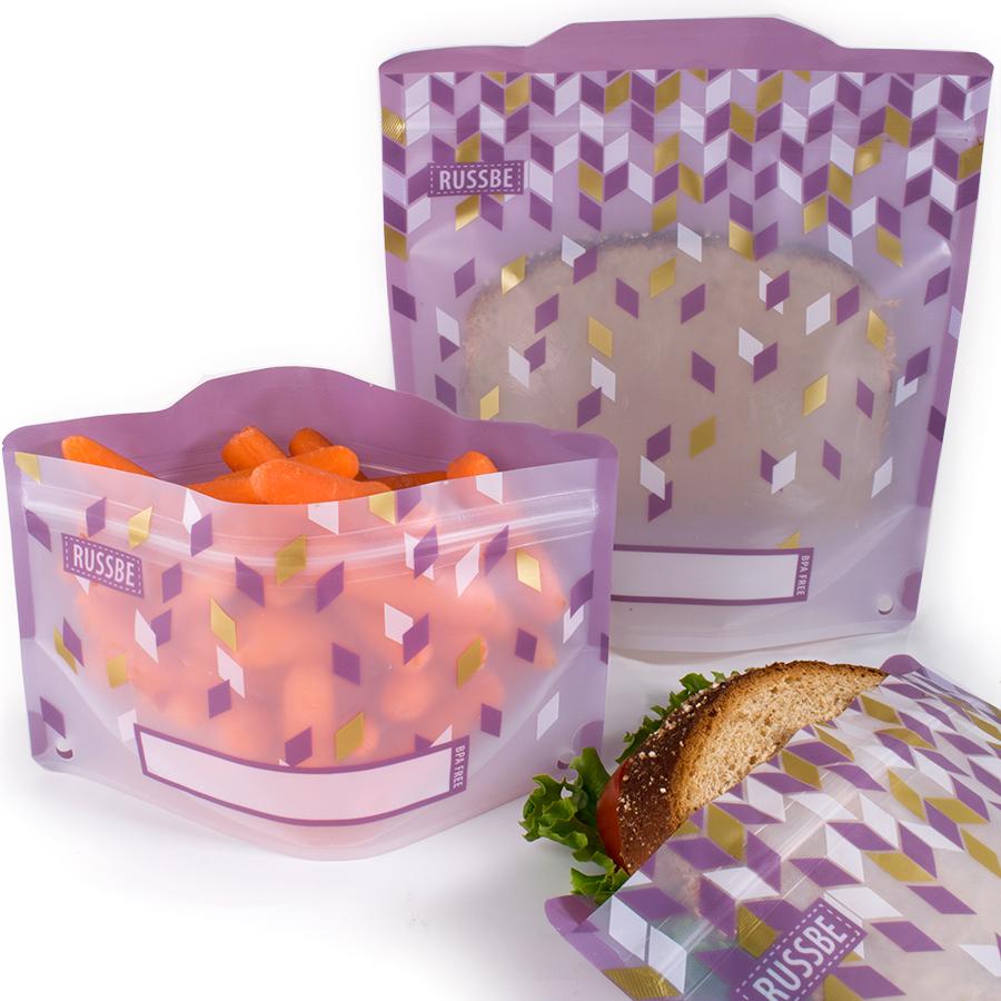 Patterned Reusable Snack and Sandwich Bags, Set of 4, Polka Dots – Russbe