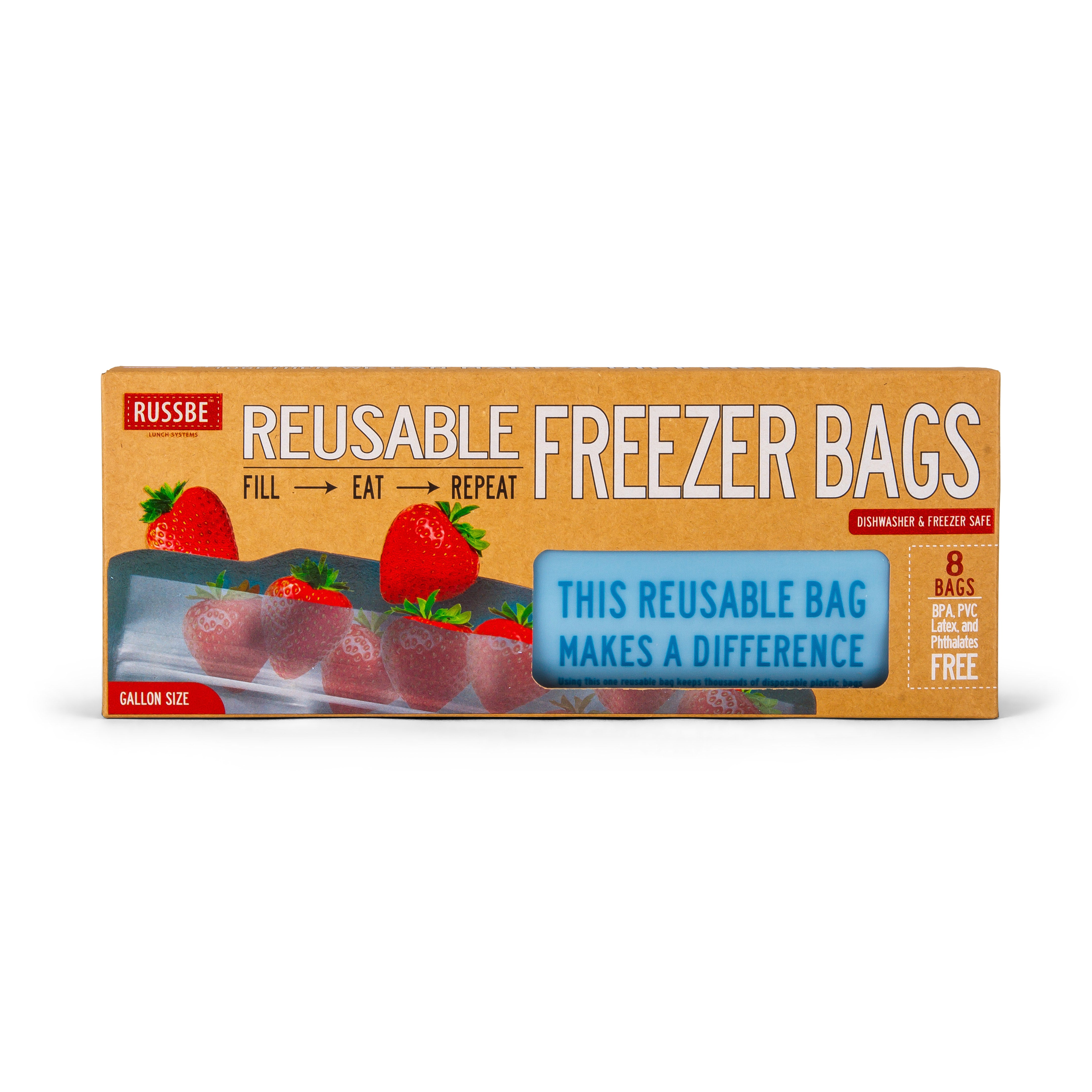 Gallon Size Reusable Freezer Bags, Set of 8