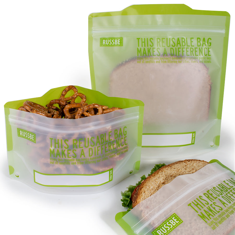 Statement Reusable Snack and Sandwich Bags Set of 4 Green