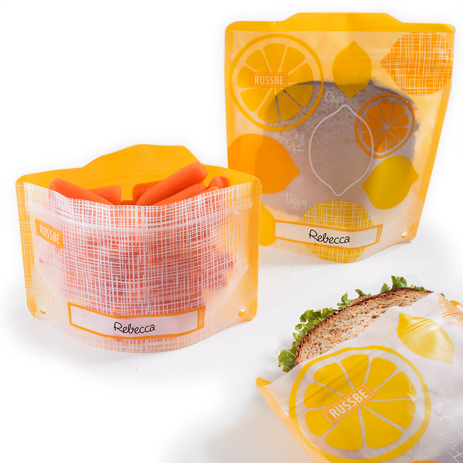 Fruit Reusable Snack and Sandwich Bags, Set of 4, Lemons
