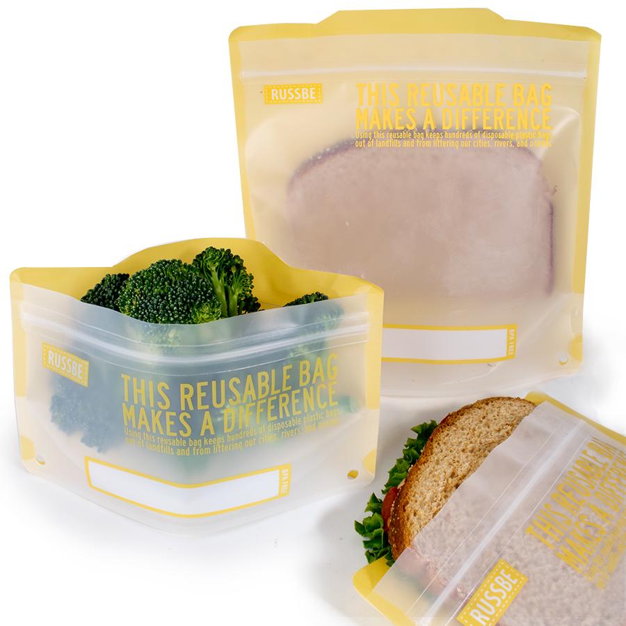 Statement Reusable Snack and Sandwich Bags, Set of 4, Yellow