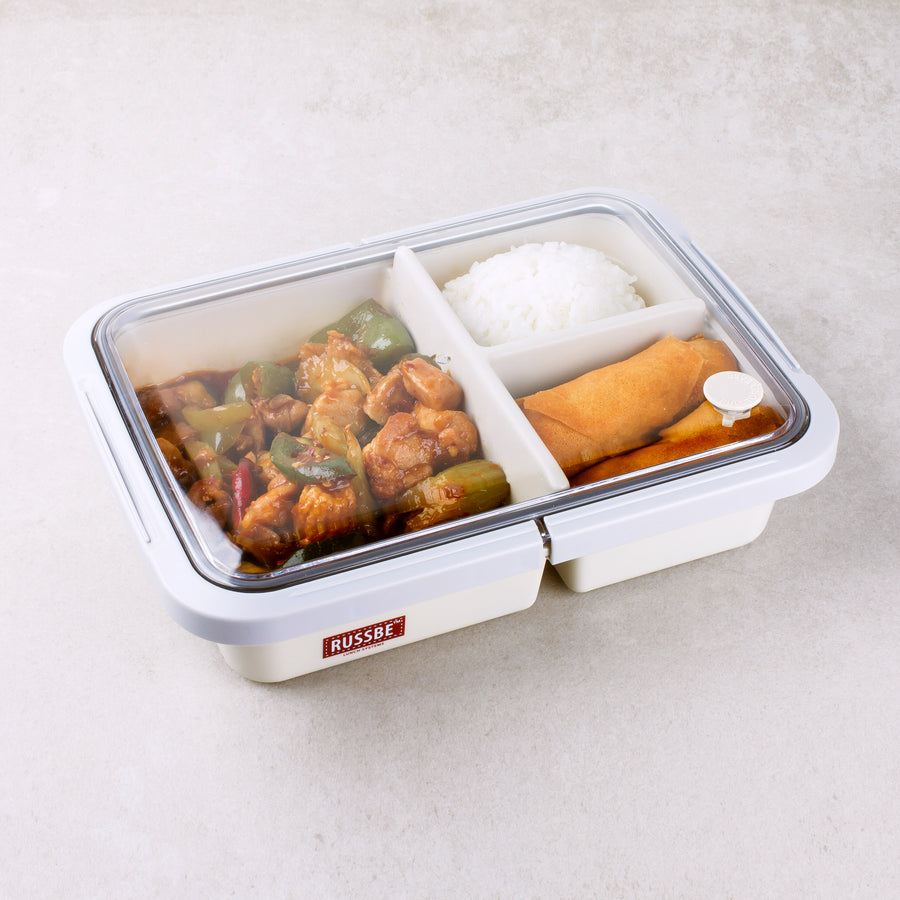Russbe perfect seal bento lunch box Color Bone white 51oz clear