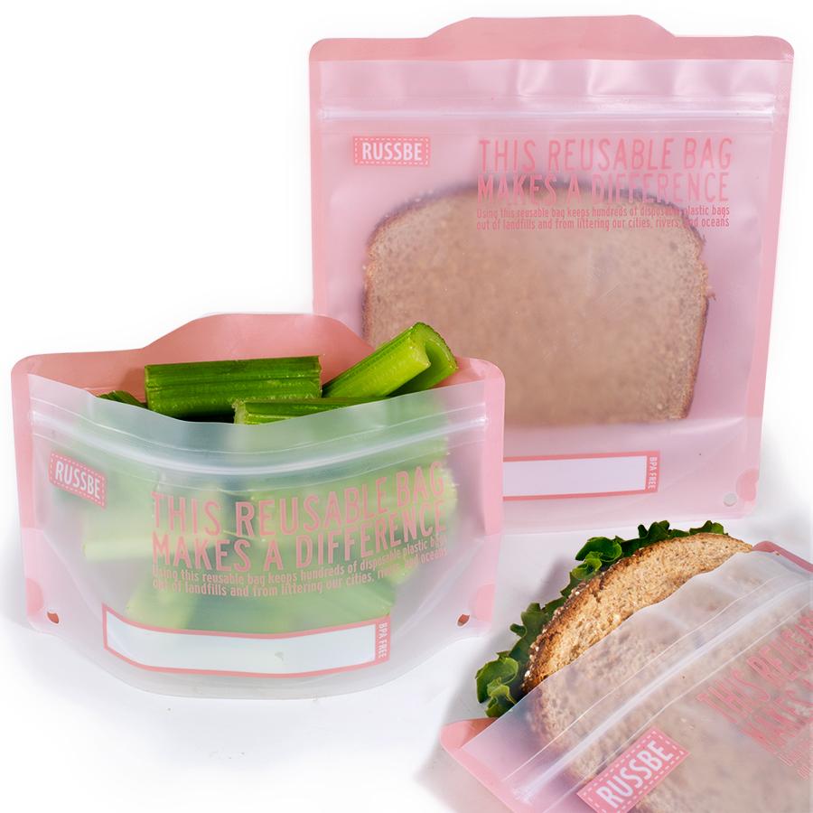 Statement Reusable Snack and Sandwich Bags, Set of 4, Pink