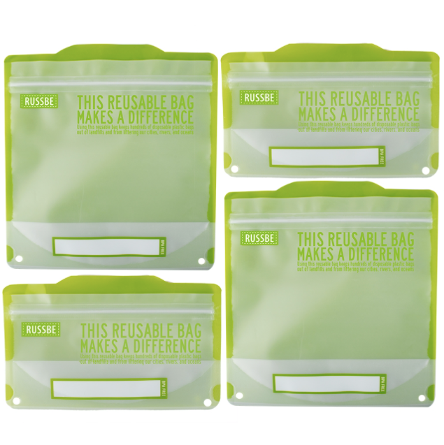 Statement Reusable Snack and Sandwich Bags, Set of 4, Green